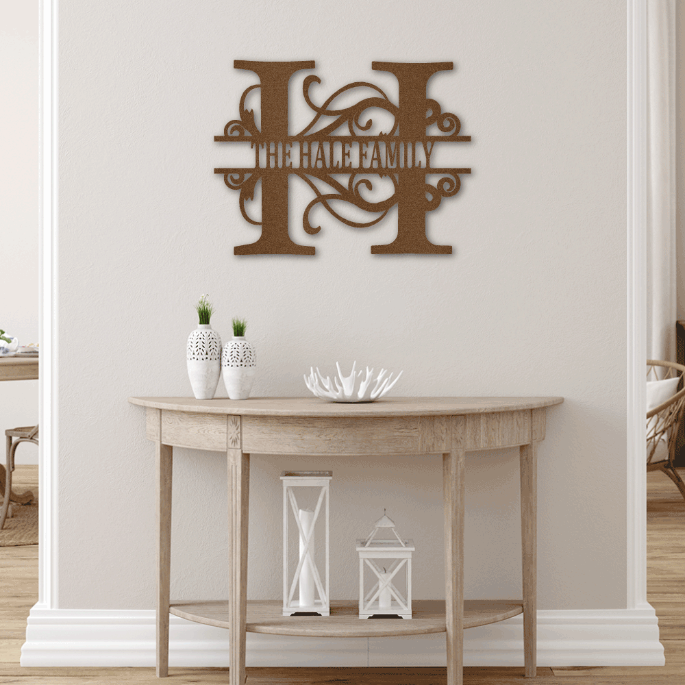 Split Letter Monogram Family Name - Personalize It Today