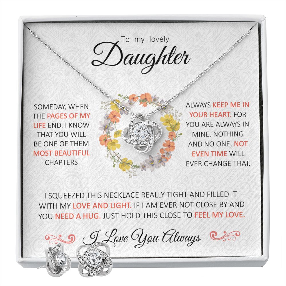 To My Lovely Daughter, Love You Always | Coral Wreath | Love Knot Necklace