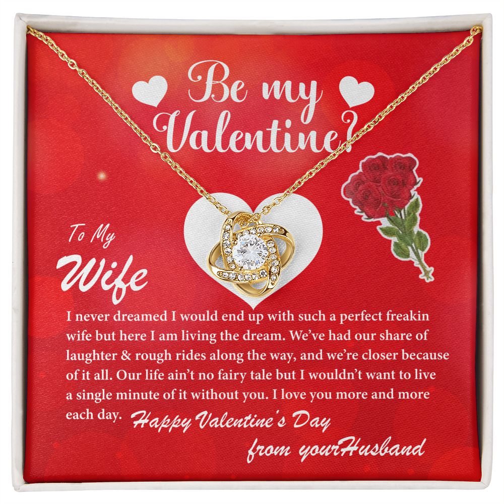 To My Wife, Be My Valentine - Love Knot Necklace Gift Set