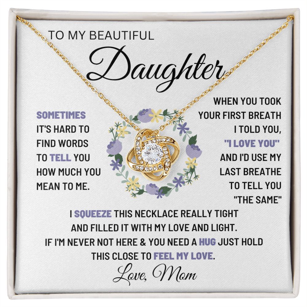 14k White Gold | To My Beautiful Daughter - Love Knot Necklace