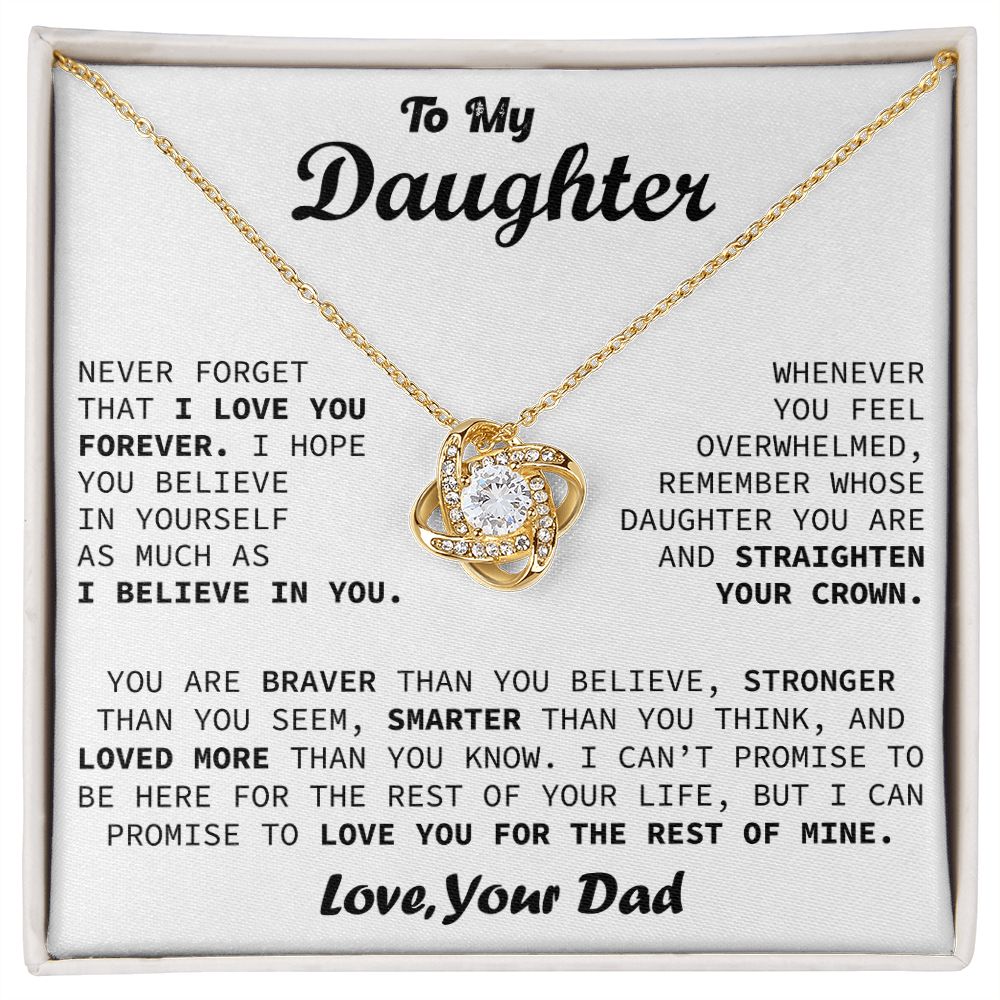 To My Daughter - Believe In Yourself - Love Knot Necklace