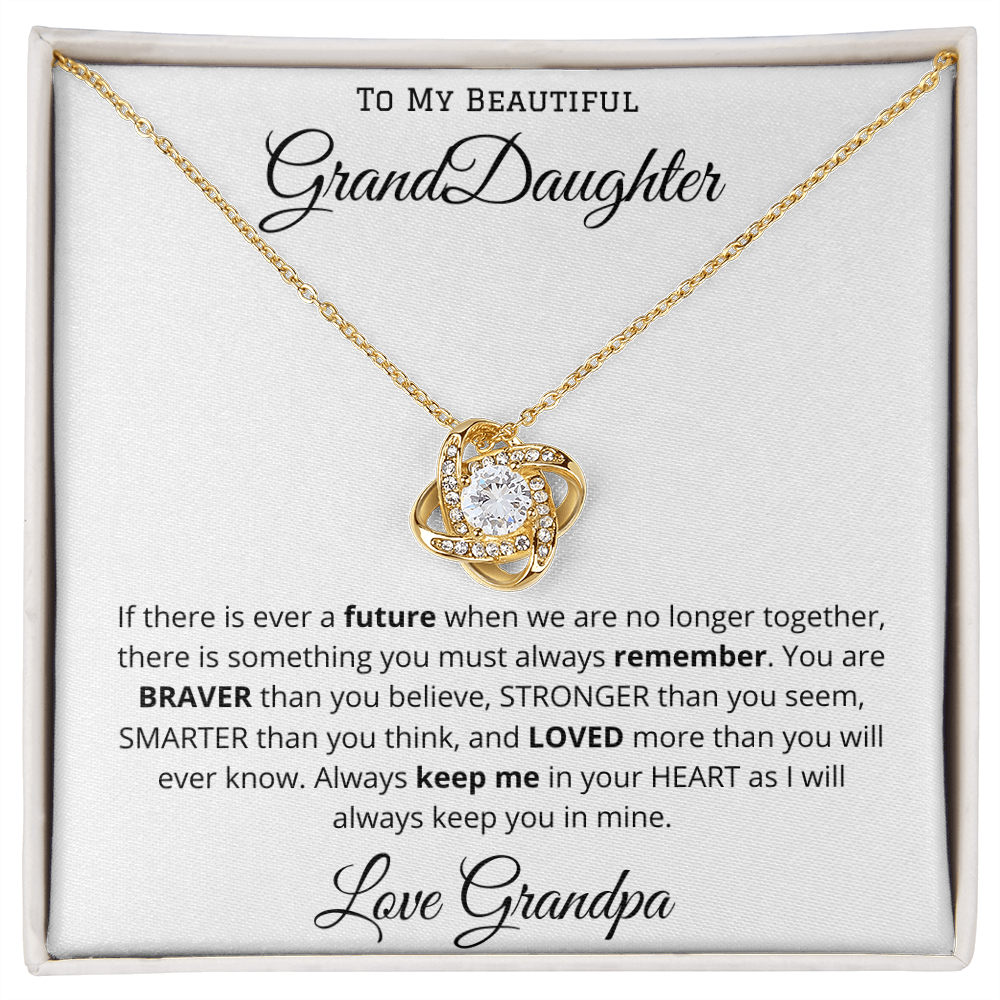 To My Beautiful Grand Daughter - From Grandpa - Love Knot Necklace