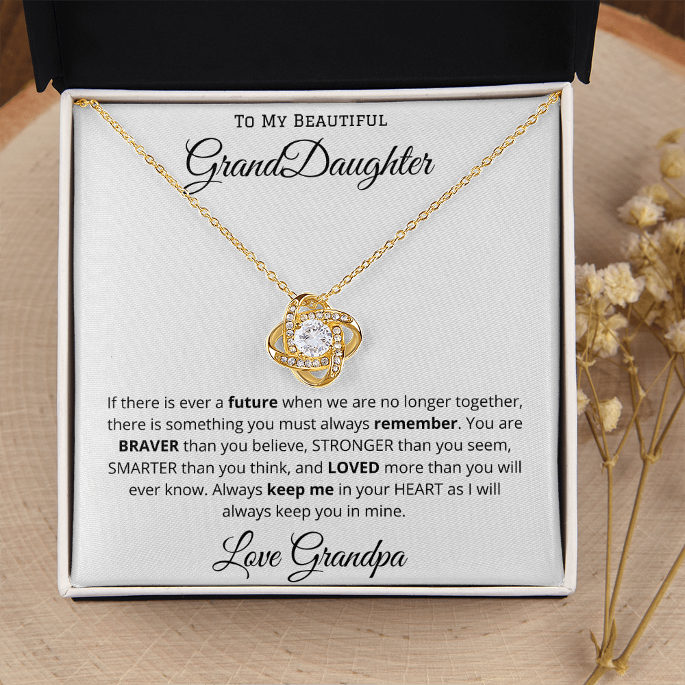To My Beautiful Grand Daughter - From Grandpa - Love Knot Necklace