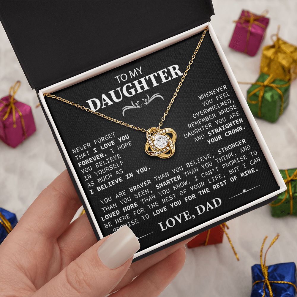 To My Beautiful Daughter - This Old Lion Will Always Have Your Back - Love Knot Necklace