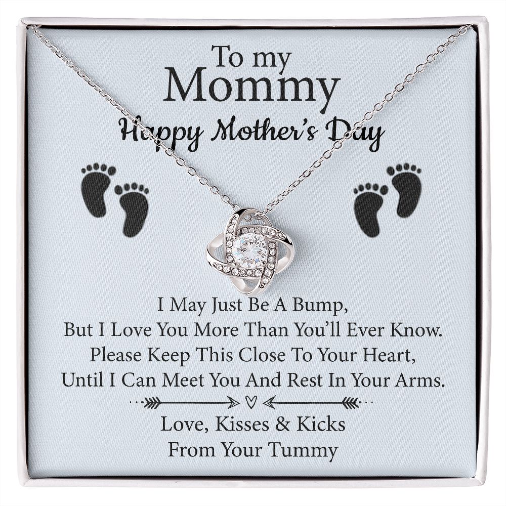 To My Mommy - From Your Tummy - Love Knot Necklace