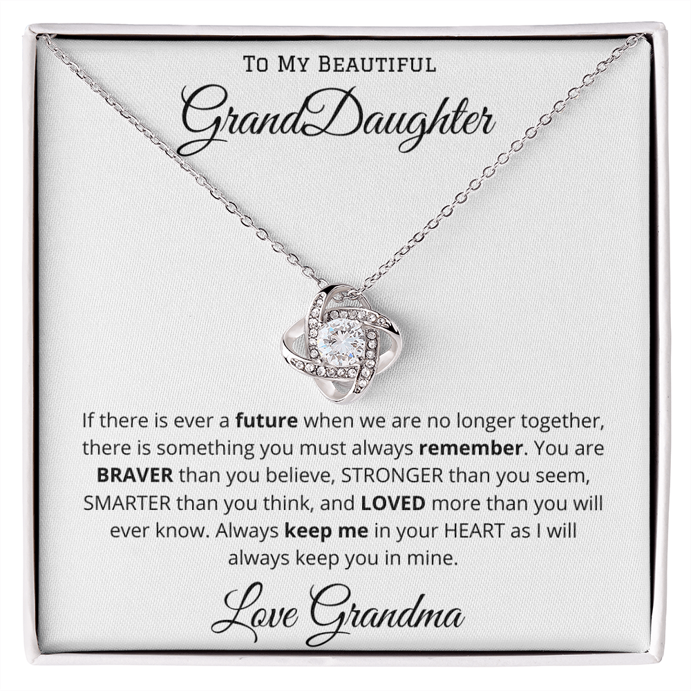 To My Beautiful Grand Daughter - From Grandma - Love Knot Necklace