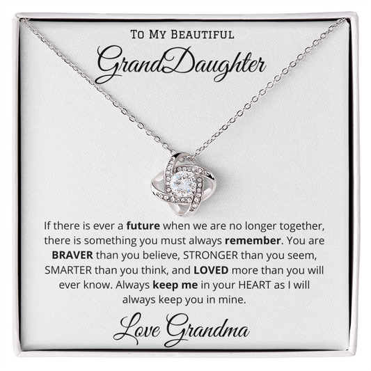 To My Beautiful Grand Daughter - From Grandma - Love Knot Necklace
