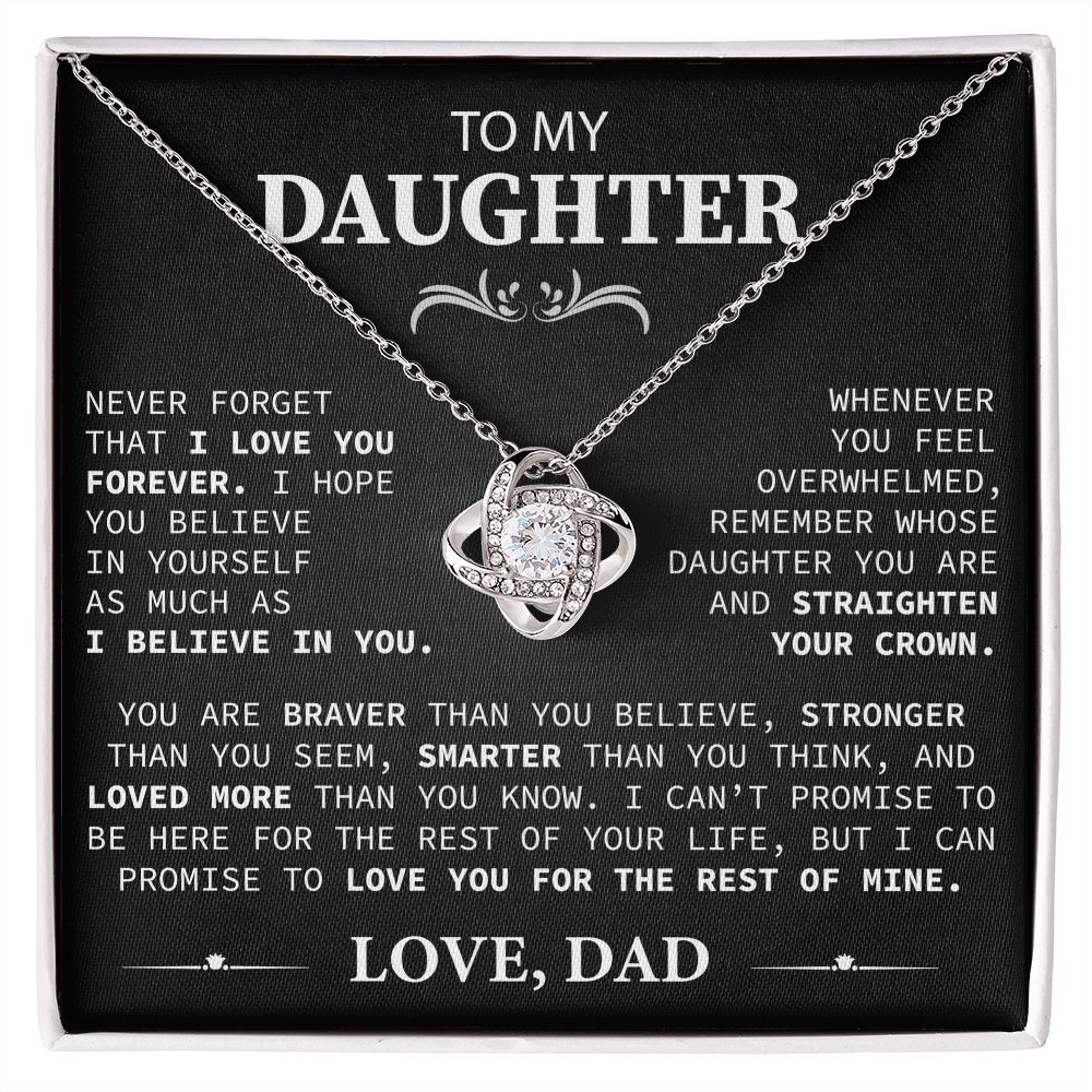 To My Beautiful Daughter - This Old Lion Will Always Have Your Back - Love Knot Necklace