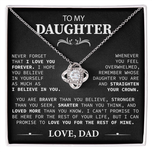 To My Beautiful Daughter - This Old Lion Will Always Have Your Back - Love Knot Necklace