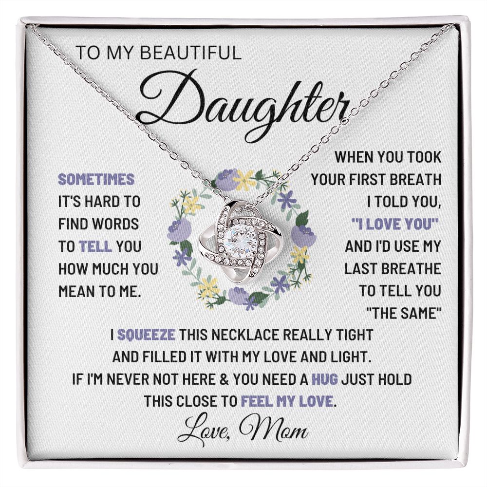 14k White Gold | To My Beautiful Daughter - Love Knot Necklace