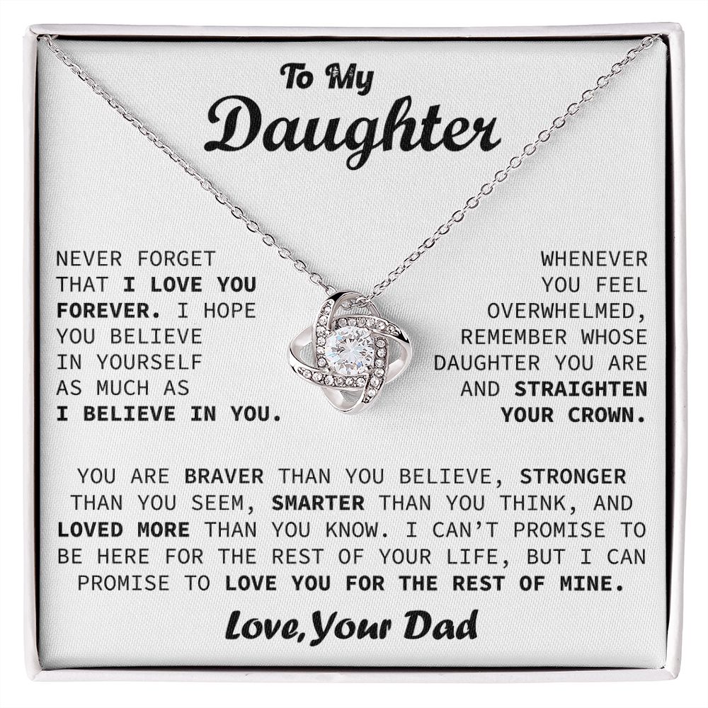 To My Daughter - Believe In Yourself - Love Knot Necklace