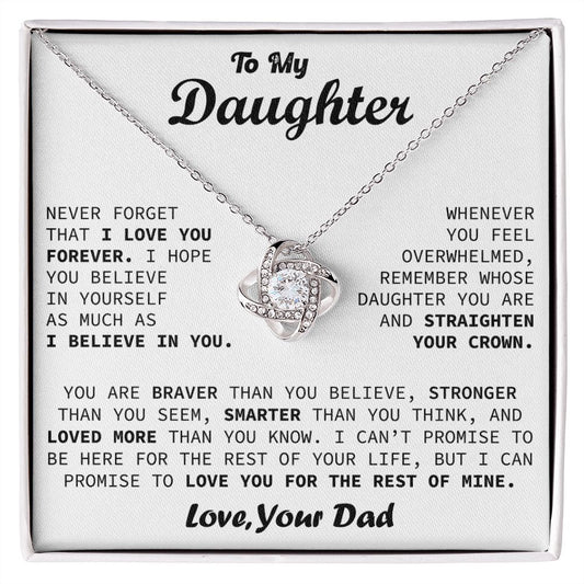 To My Daughter - Believe In Yourself - Love Knot Necklace