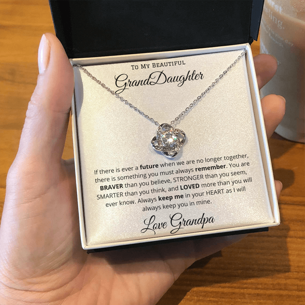 To My Beautiful Grand Daughter - From Grandpa - Love Knot Necklace