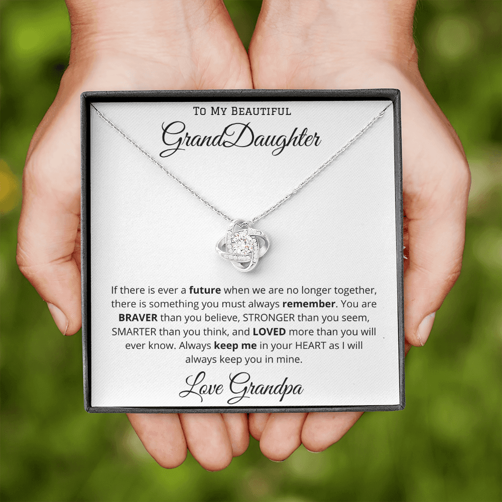 To My Beautiful Grand Daughter - From Grandpa - Love Knot Necklace