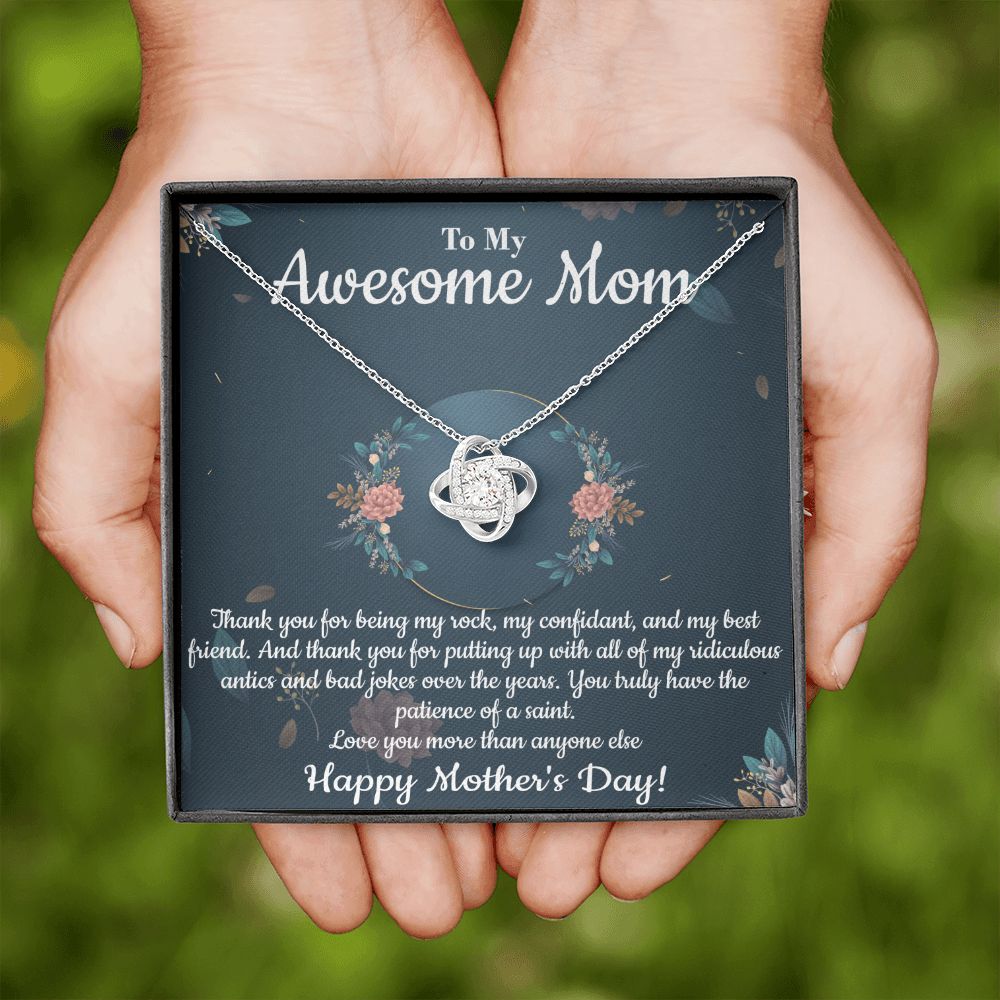 My Awesome Mom - Being My Rock - Love Knot Necklace