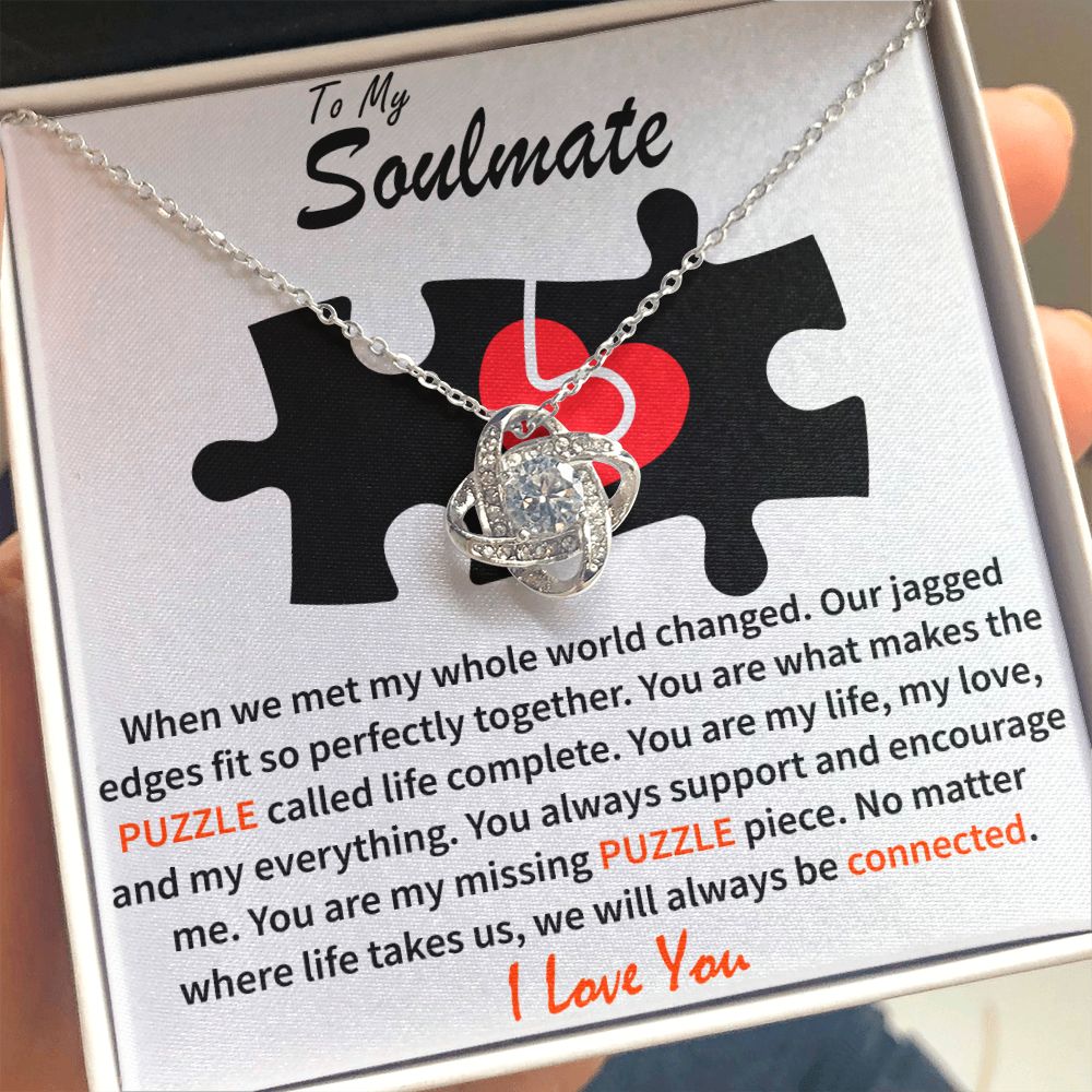 To My Soulmate - Puzzle Complete - Love Knot Necklace