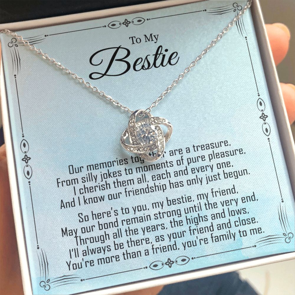 To My Bestie - Friendship Just Begun -  Premium Love Knot Necklace