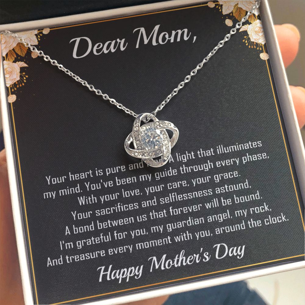 Dear Mom - Heart Pure and Kind -  Premium Love Knot Necklace