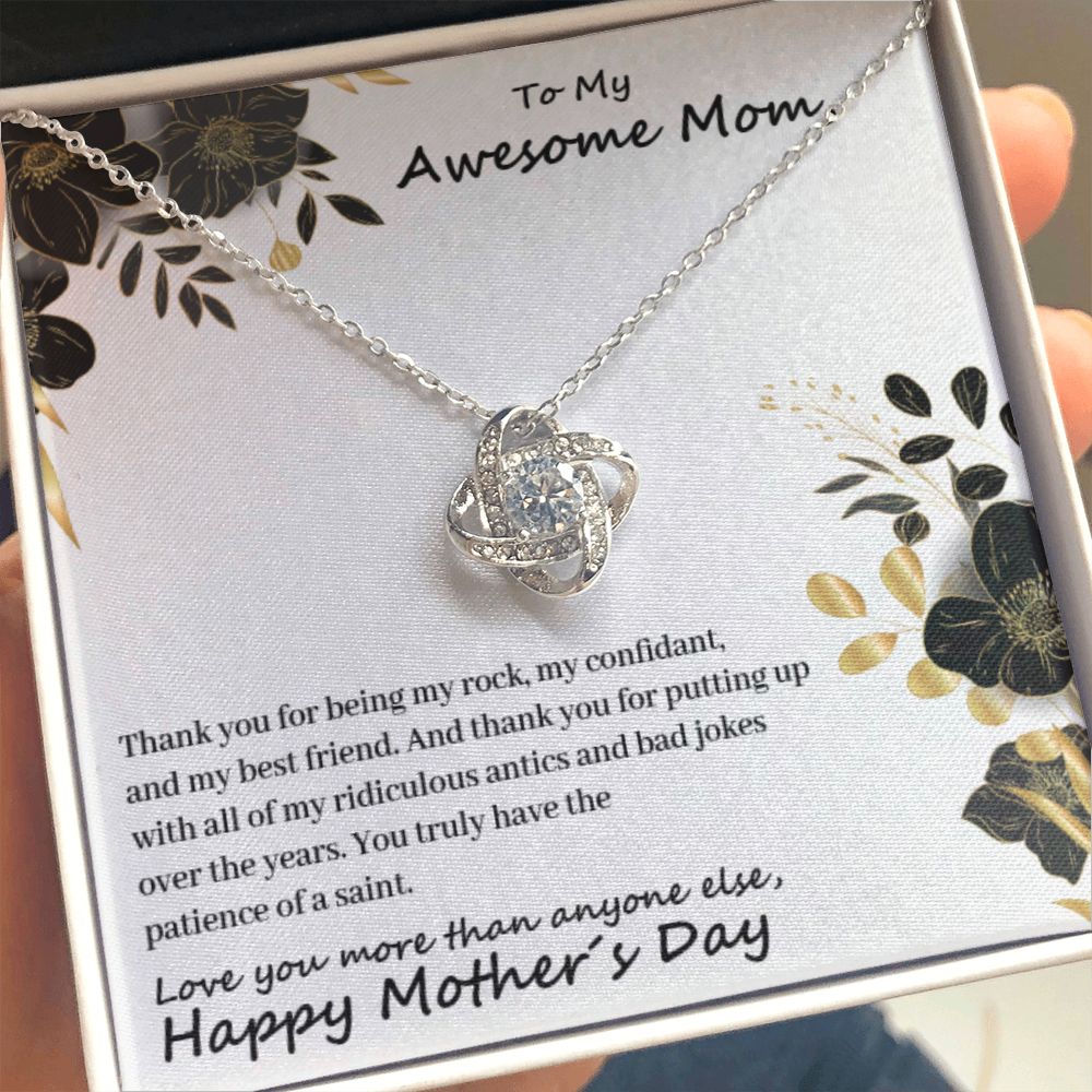 To My Mom - Thanks For Being My Rock - Premium Love Knot Necklace