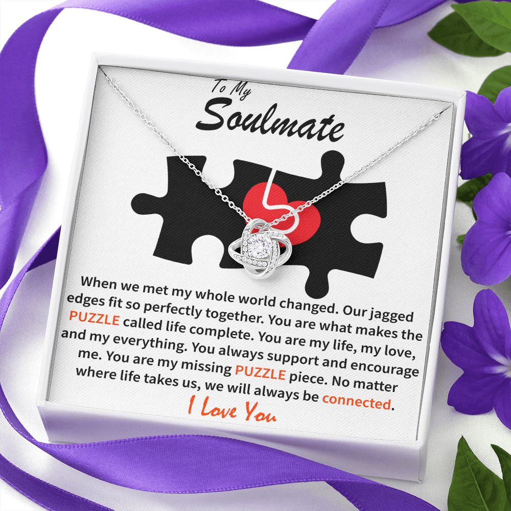 To My Soulmate - Puzzle Complete - Love Knot Necklace