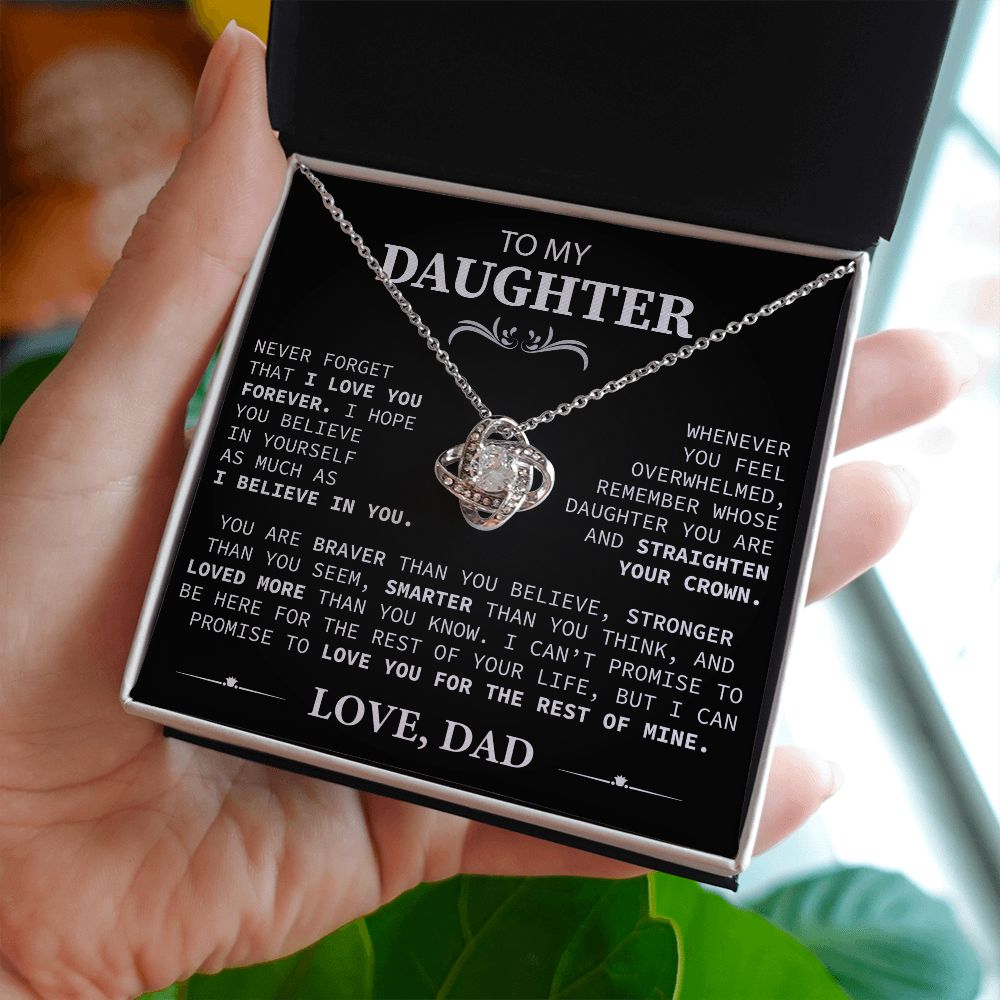 To My Beautiful Daughter - This Old Lion Will Always Have Your Back - Love Knot Necklace