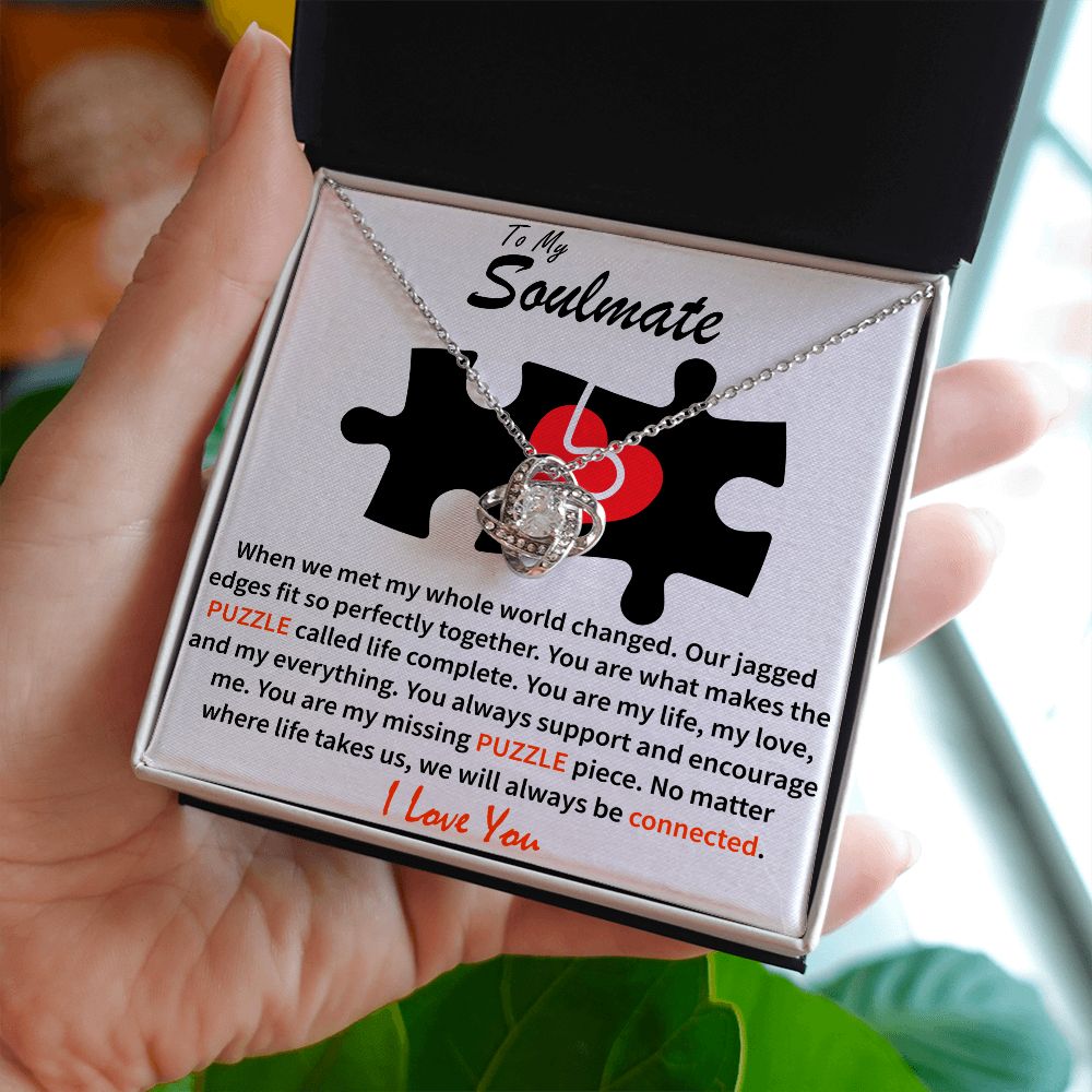 To My Soulmate - Puzzle Complete - Love Knot Necklace