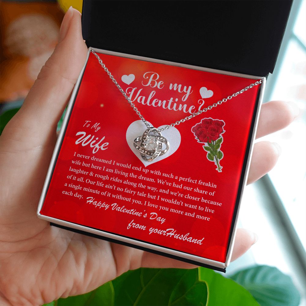 To My Wife, Be My Valentine - Love Knot Necklace Gift Set