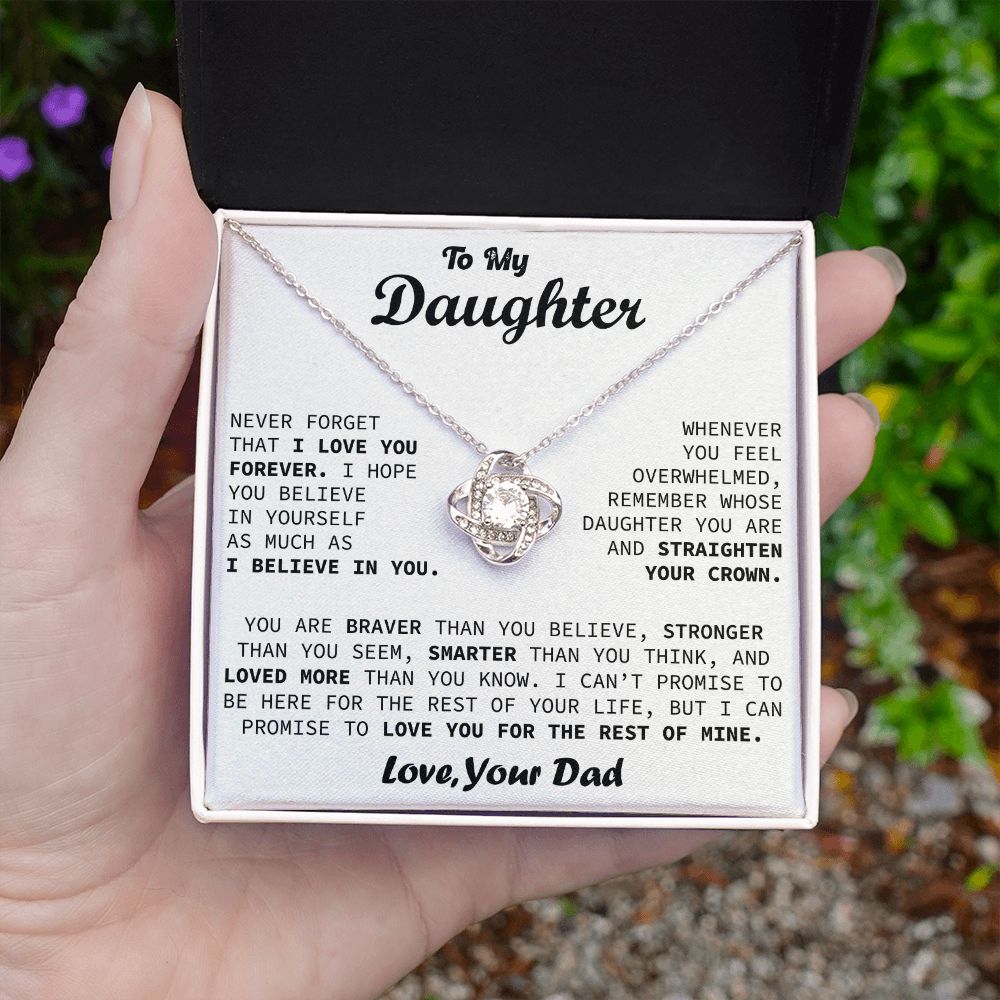 To My Daughter - Believe In Yourself - Love Knot Necklace