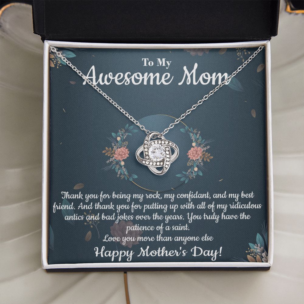My Awesome Mom - Being My Rock - Love Knot Necklace