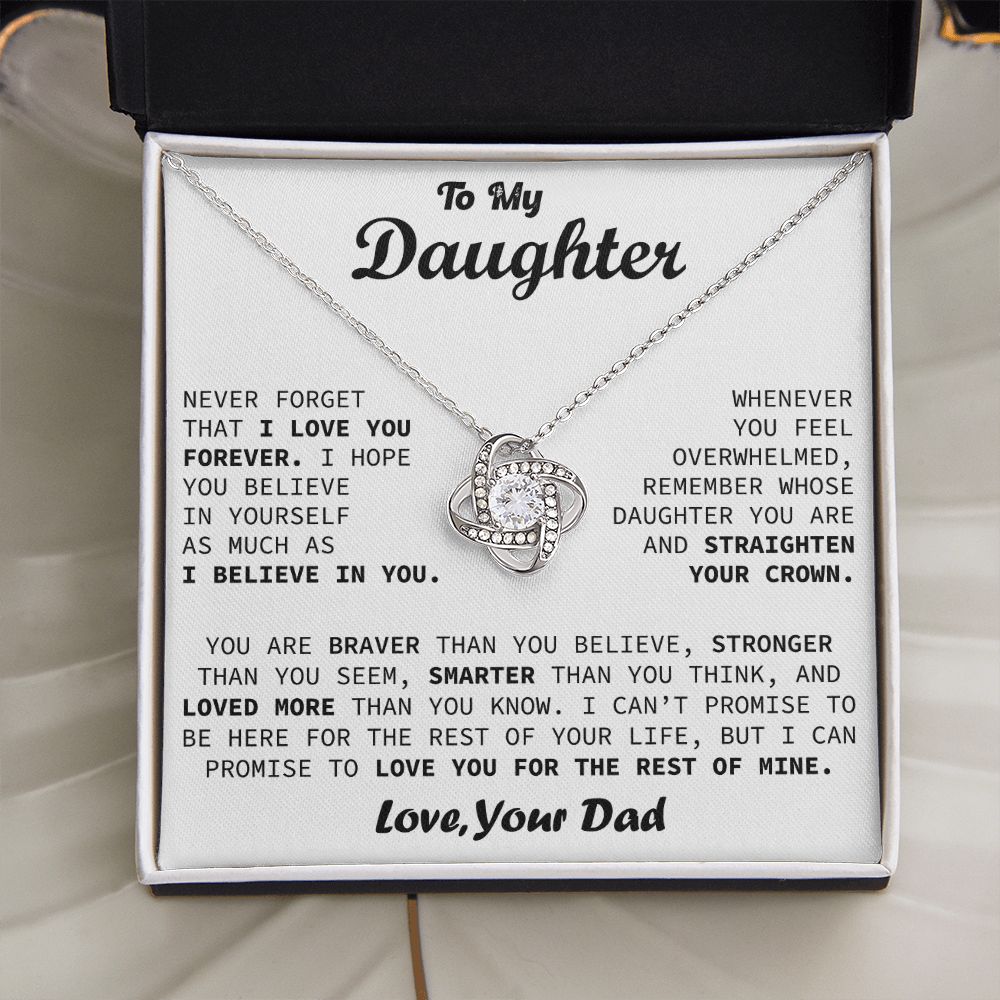 To My Daughter - Believe In Yourself - Love Knot Necklace