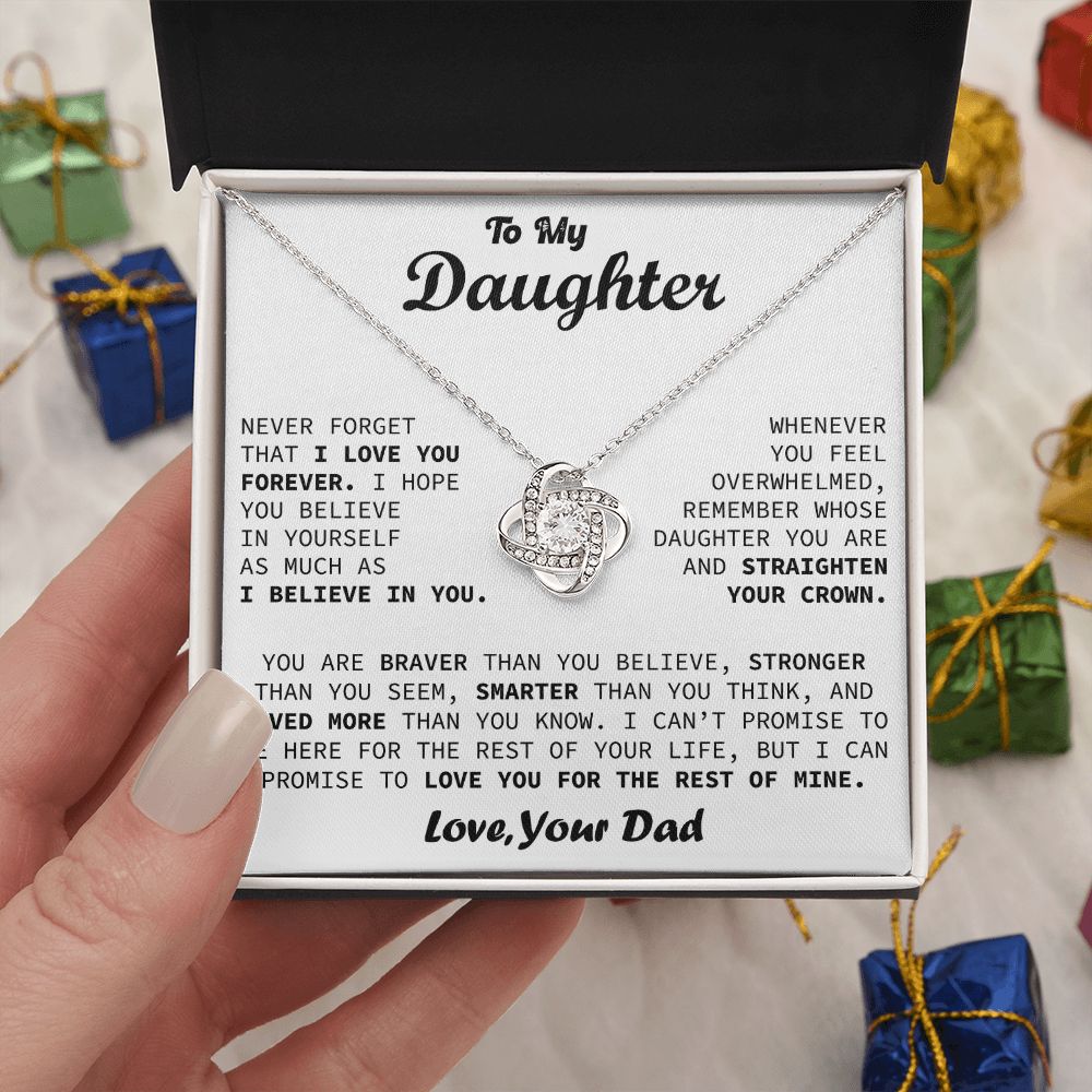 To My Daughter - Believe In Yourself - Love Knot Necklace