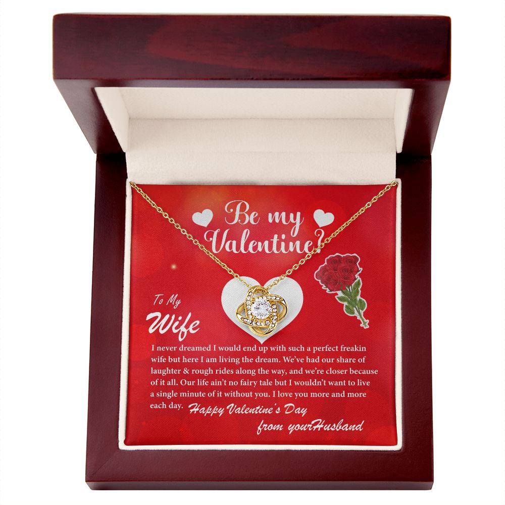 To My Wife, Be My Valentine - Love Knot Necklace Gift Set