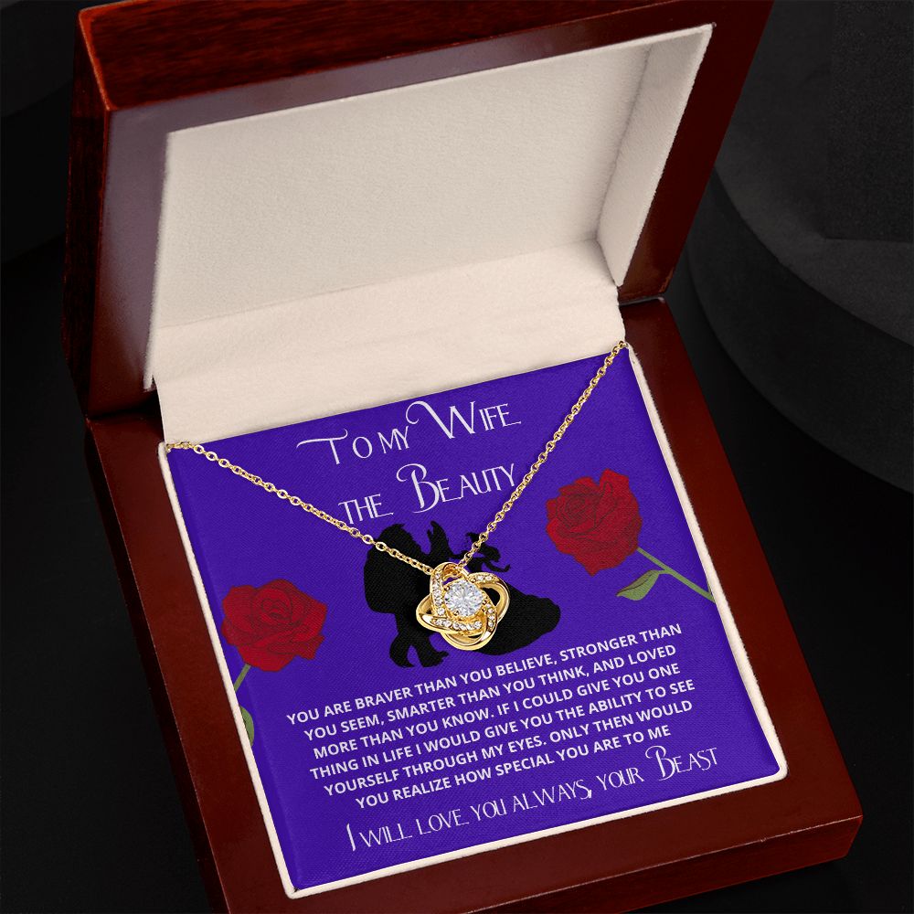 To My Wife the Beauty, From Your Beast - Love Knot Necklace Gift Set