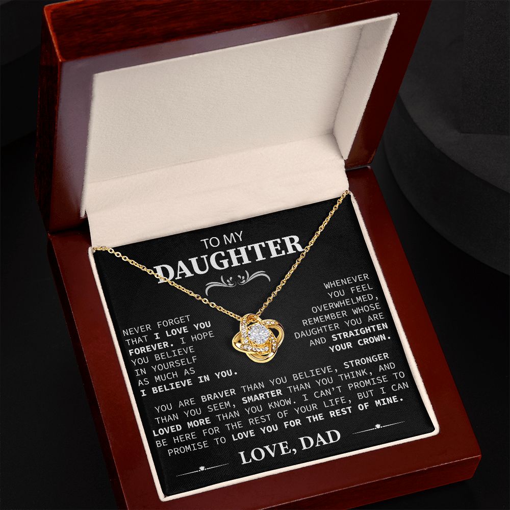 To My Beautiful Daughter - This Old Lion Will Always Have Your Back - Love Knot Necklace