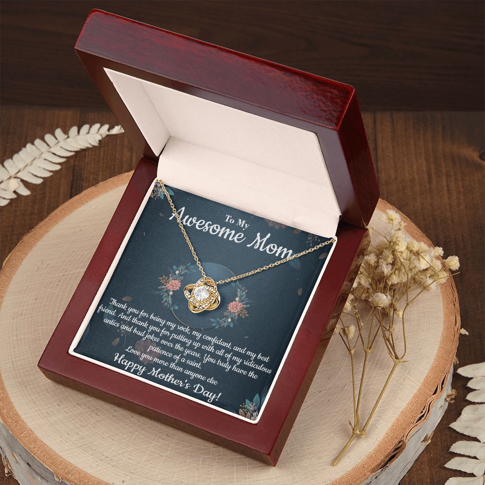 My Awesome Mom - Being My Rock - Love Knot Necklace