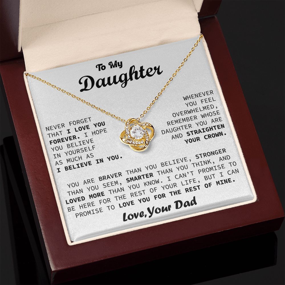 To My Daughter - Believe In Yourself - Love Knot Necklace
