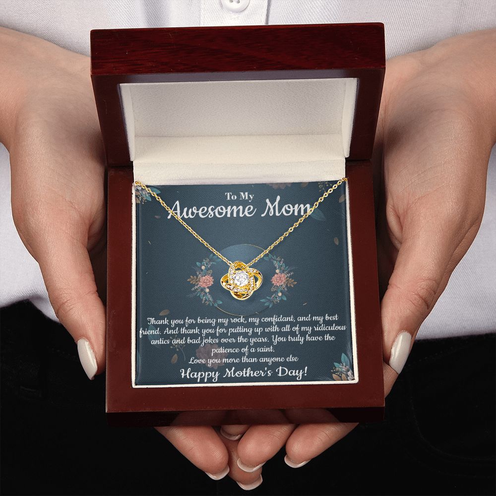 My Awesome Mom - Being My Rock - Love Knot Necklace