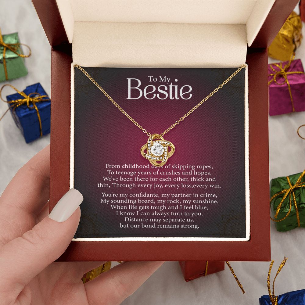 To My Bestie - Every Loss and Every Win -  Premium Love Knot Necklace