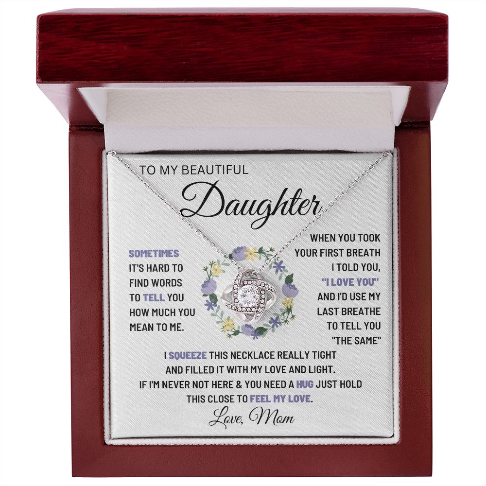 14k White Gold | To My Beautiful Daughter - Love Knot Necklace