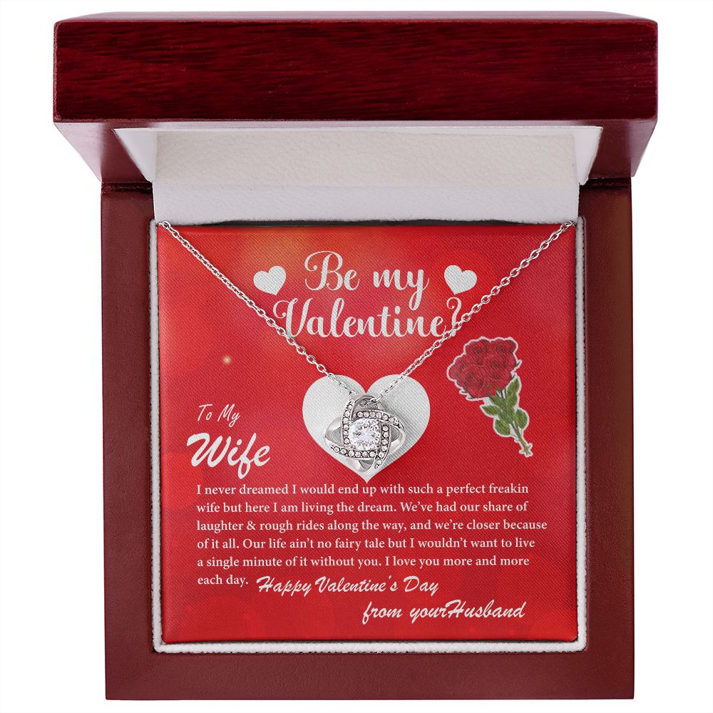To My Wife, Be My Valentine - Love Knot Necklace Gift Set