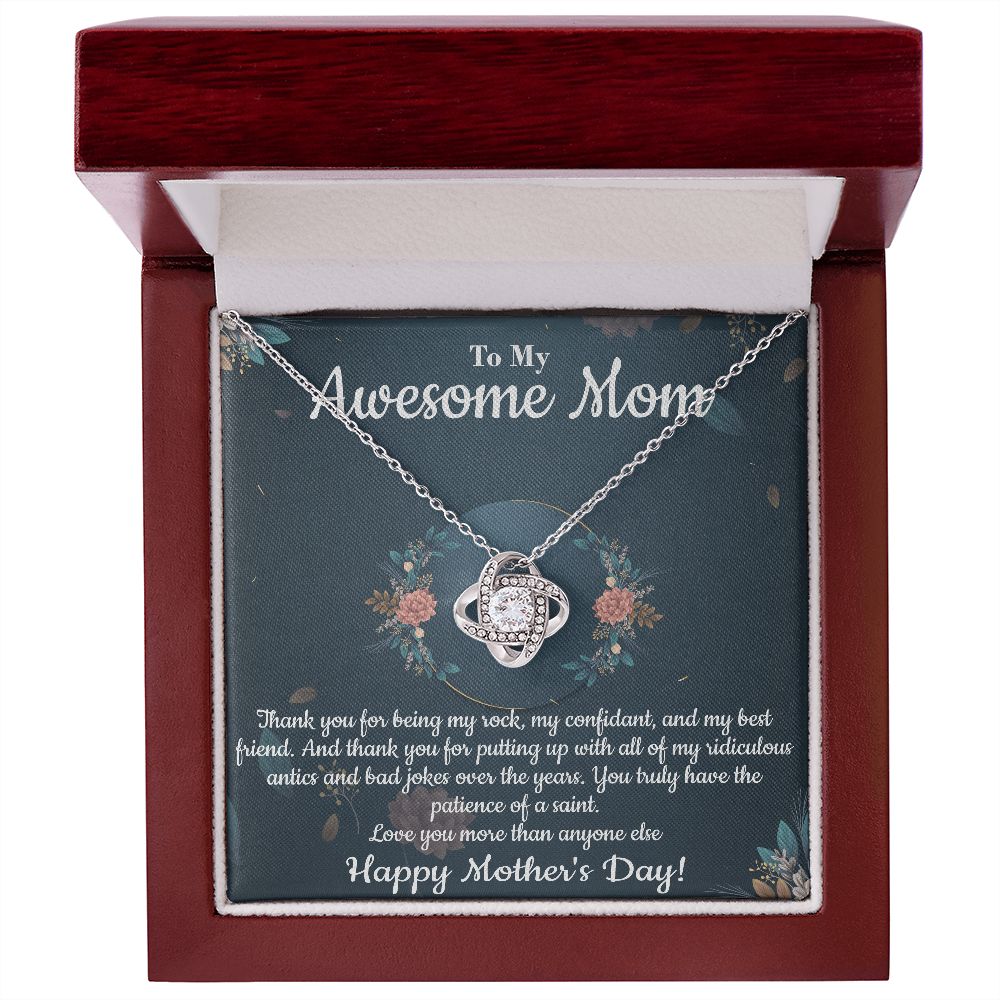 My Awesome Mom - Being My Rock - Love Knot Necklace