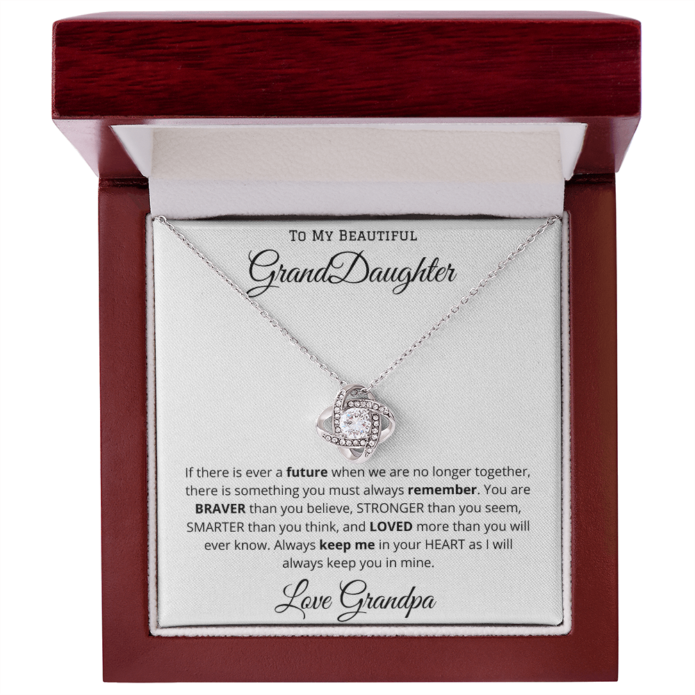 To My Beautiful Grand Daughter - From Grandpa - Love Knot Necklace