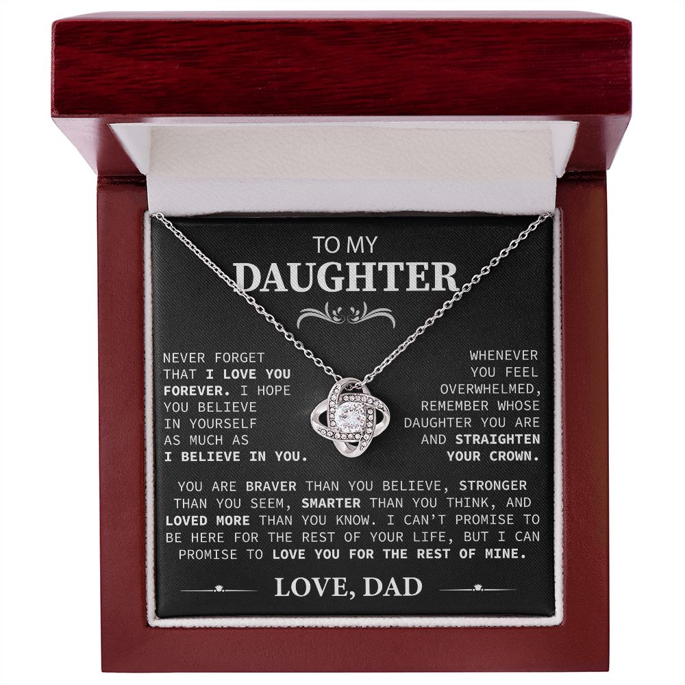 To My Beautiful Daughter - This Old Lion Will Always Have Your Back - Love Knot Necklace