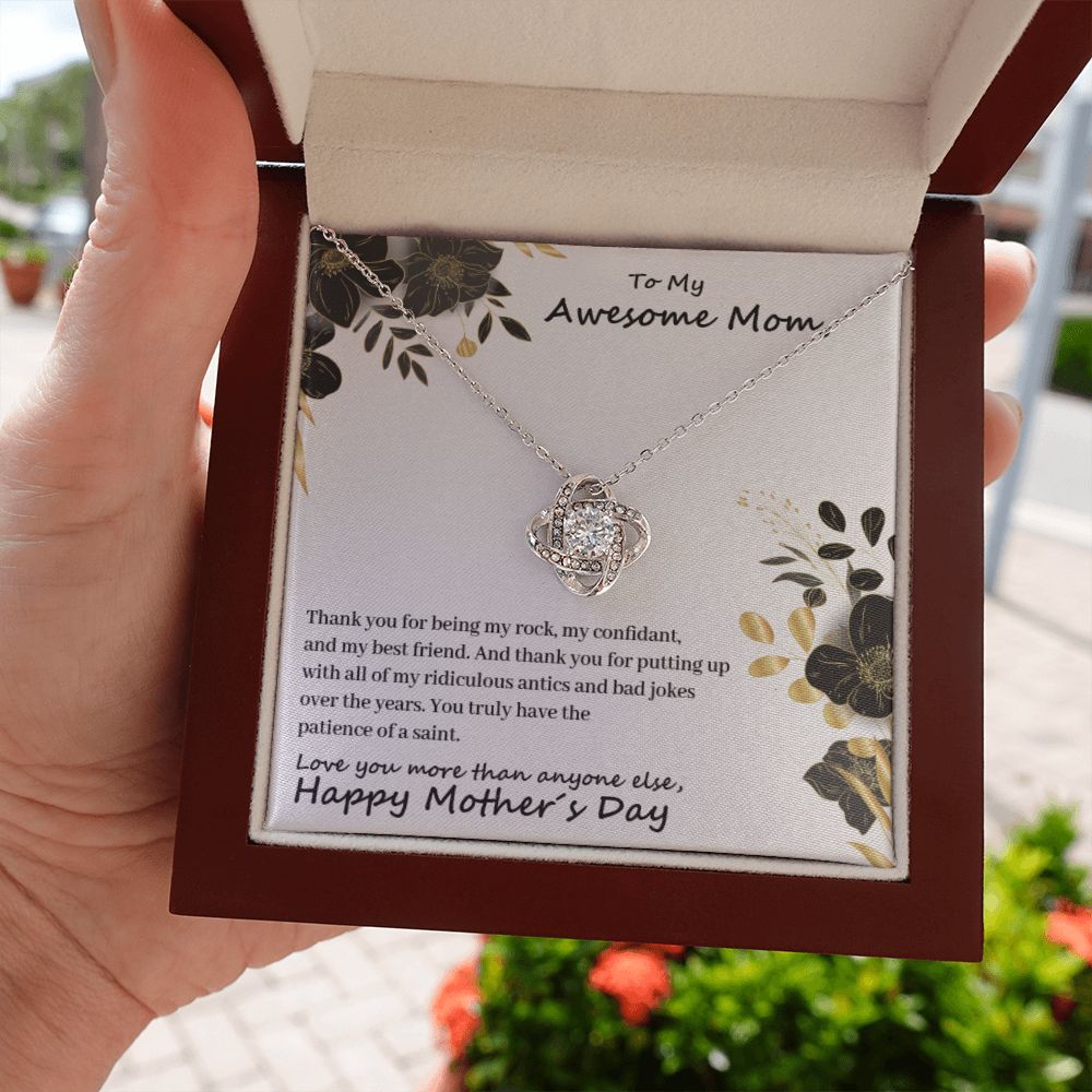 To My Mom - Thanks For Being My Rock - Premium Love Knot Necklace