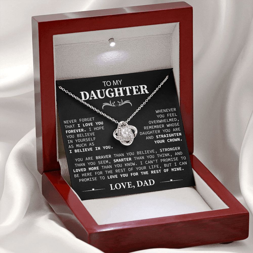 To My Beautiful Daughter - This Old Lion Will Always Have Your Back - Love Knot Necklace