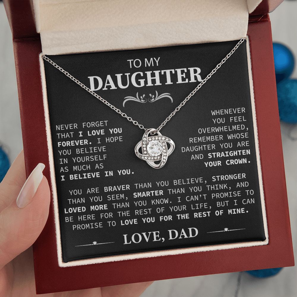 To My Beautiful Daughter - This Old Lion Will Always Have Your Back - Love Knot Necklace