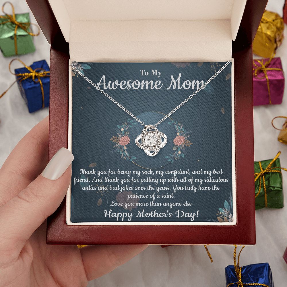 My Awesome Mom - Being My Rock - Love Knot Necklace