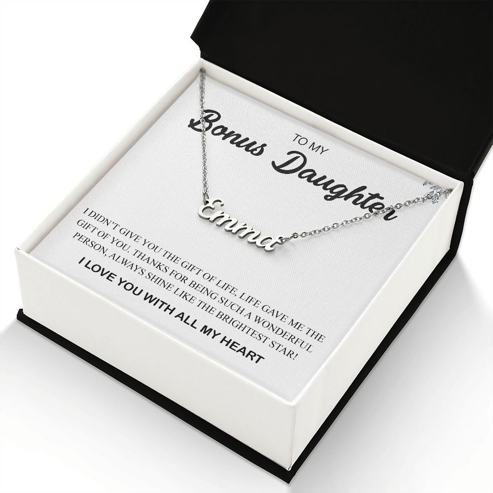 To My Bonus Daughter |The Brightest Star | Name Necklace
