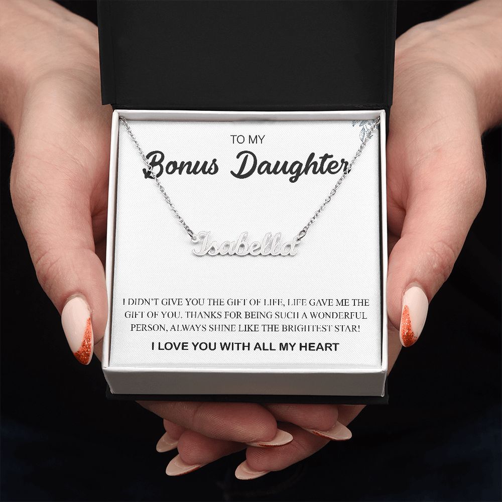 To My Bonus Daughter |The Brightest Star | Name Necklace