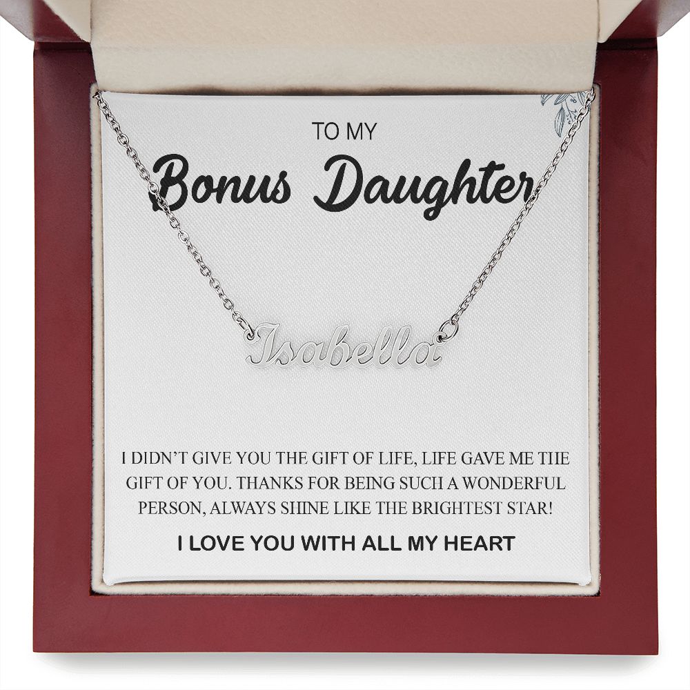 To My Bonus Daughter |The Brightest Star | Name Necklace